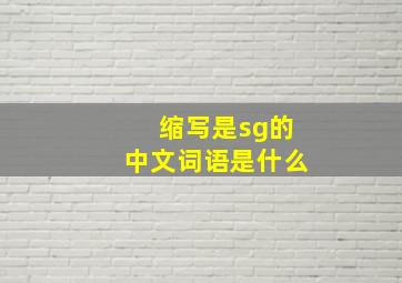 缩写是sg的中文词语是什么