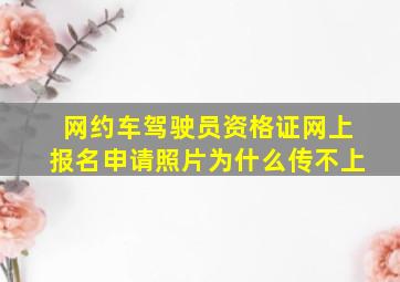 网约车驾驶员资格证网上报名申请照片为什么传不上