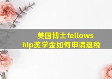 美国博士fellowship奖学金如何申请退税