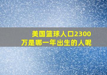 美国篮球人口2300万是哪一年出生的人呢