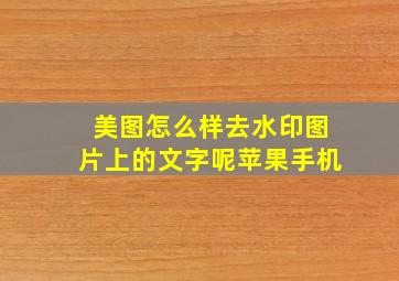 美图怎么样去水印图片上的文字呢苹果手机