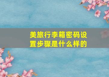 美旅行李箱密码设置步骤是什么样的