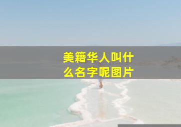 美籍华人叫什么名字呢图片