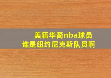 美籍华裔nba球员谁是纽约尼克斯队员啊