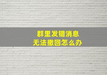 群里发错消息无法撤回怎么办