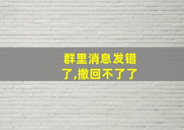 群里消息发错了,撤回不了了