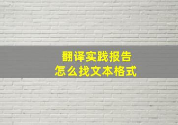 翻译实践报告怎么找文本格式