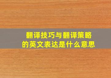 翻译技巧与翻译策略的英文表达是什么意思