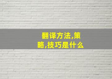 翻译方法,策略,技巧是什么