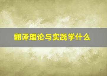 翻译理论与实践学什么