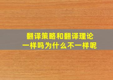 翻译策略和翻译理论一样吗为什么不一样呢