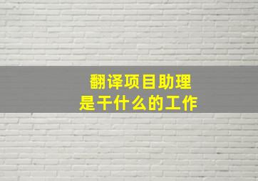 翻译项目助理是干什么的工作