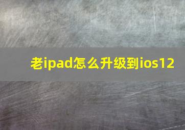 老ipad怎么升级到ios12