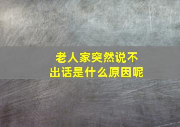 老人家突然说不出话是什么原因呢