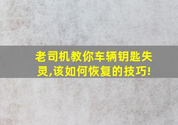 老司机教你车辆钥匙失灵,该如何恢复的技巧!