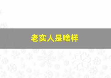 老实人是啥样