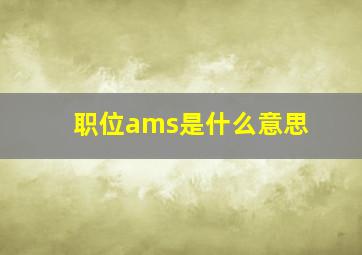 职位ams是什么意思