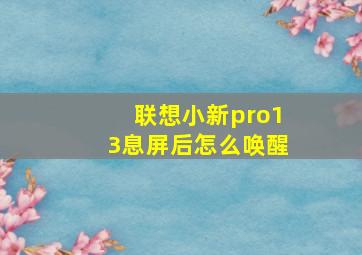 联想小新pro13息屏后怎么唤醒