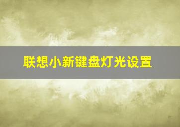 联想小新键盘灯光设置