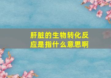 肝脏的生物转化反应是指什么意思啊