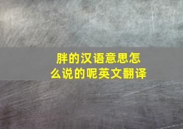 胖的汉语意思怎么说的呢英文翻译