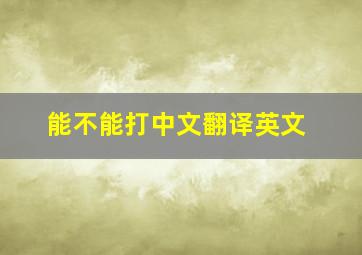 能不能打中文翻译英文