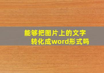 能够把图片上的文字转化成word形式吗