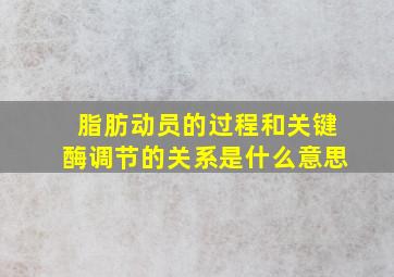 脂肪动员的过程和关键酶调节的关系是什么意思