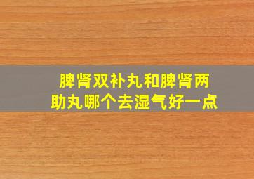 脾肾双补丸和脾肾两助丸哪个去湿气好一点