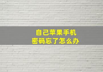 自己苹果手机密码忘了怎么办