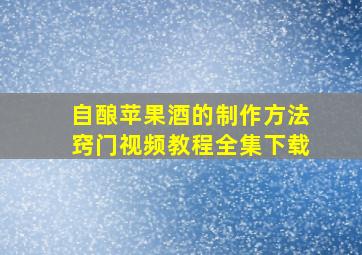 自酿苹果酒的制作方法窍门视频教程全集下载