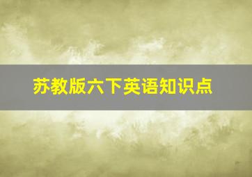 苏教版六下英语知识点