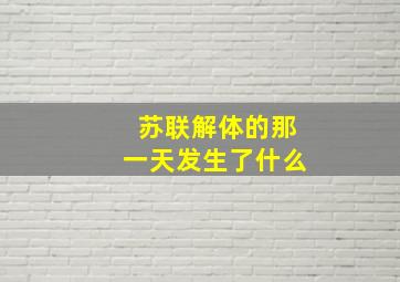 苏联解体的那一天发生了什么