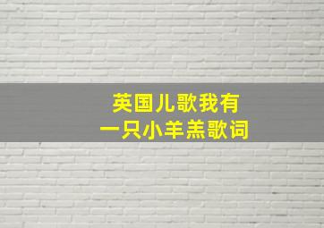 英国儿歌我有一只小羊羔歌词