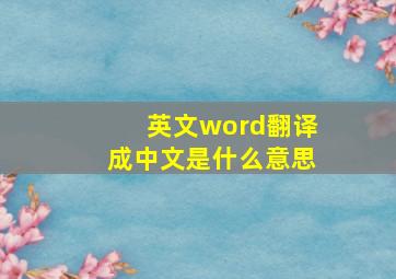 英文word翻译成中文是什么意思