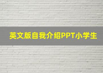 英文版自我介绍PPT小学生