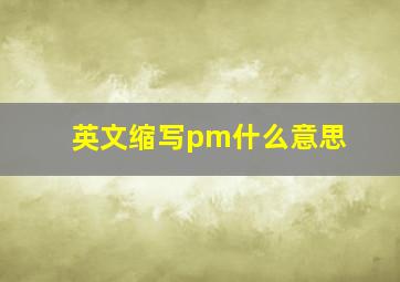 英文缩写pm什么意思