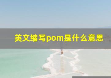 英文缩写pom是什么意思