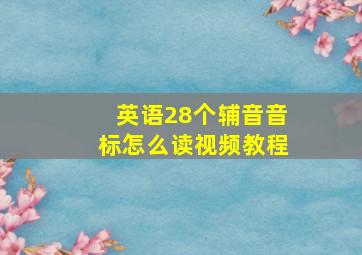 英语28个辅音音标怎么读视频教程