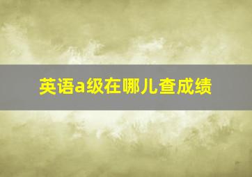 英语a级在哪儿查成绩