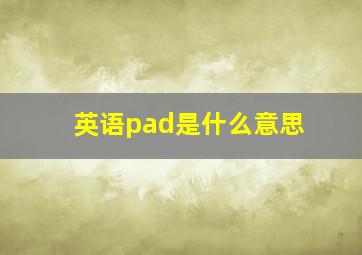 英语pad是什么意思