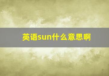 英语sun什么意思啊