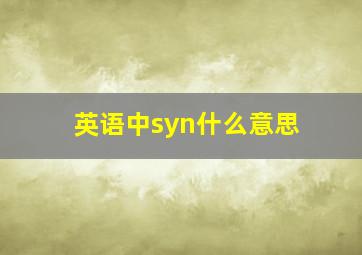 英语中syn什么意思