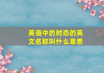 英语中的时态的英文名称叫什么意思