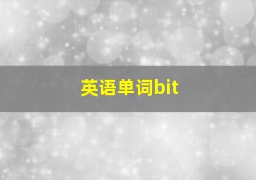 英语单词bit