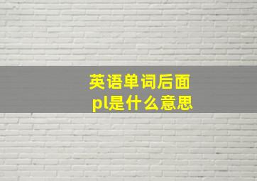 英语单词后面pl是什么意思