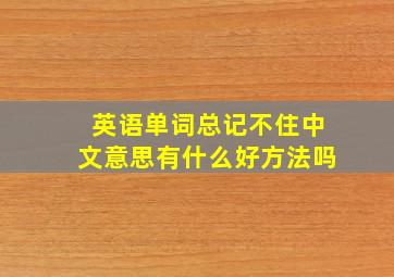 英语单词总记不住中文意思有什么好方法吗