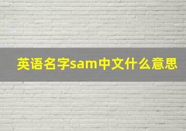 英语名字sam中文什么意思