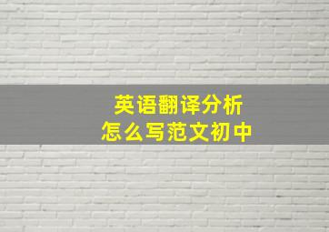 英语翻译分析怎么写范文初中