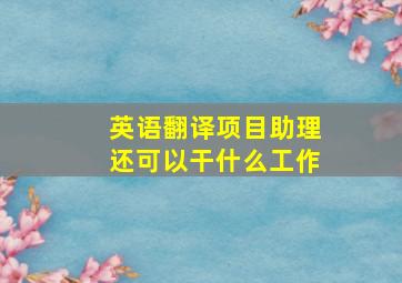 英语翻译项目助理还可以干什么工作